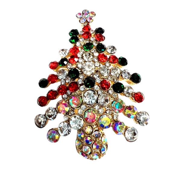 All Rhinestone Christmas Tree Brooch/Pin - Picture 2 of 3